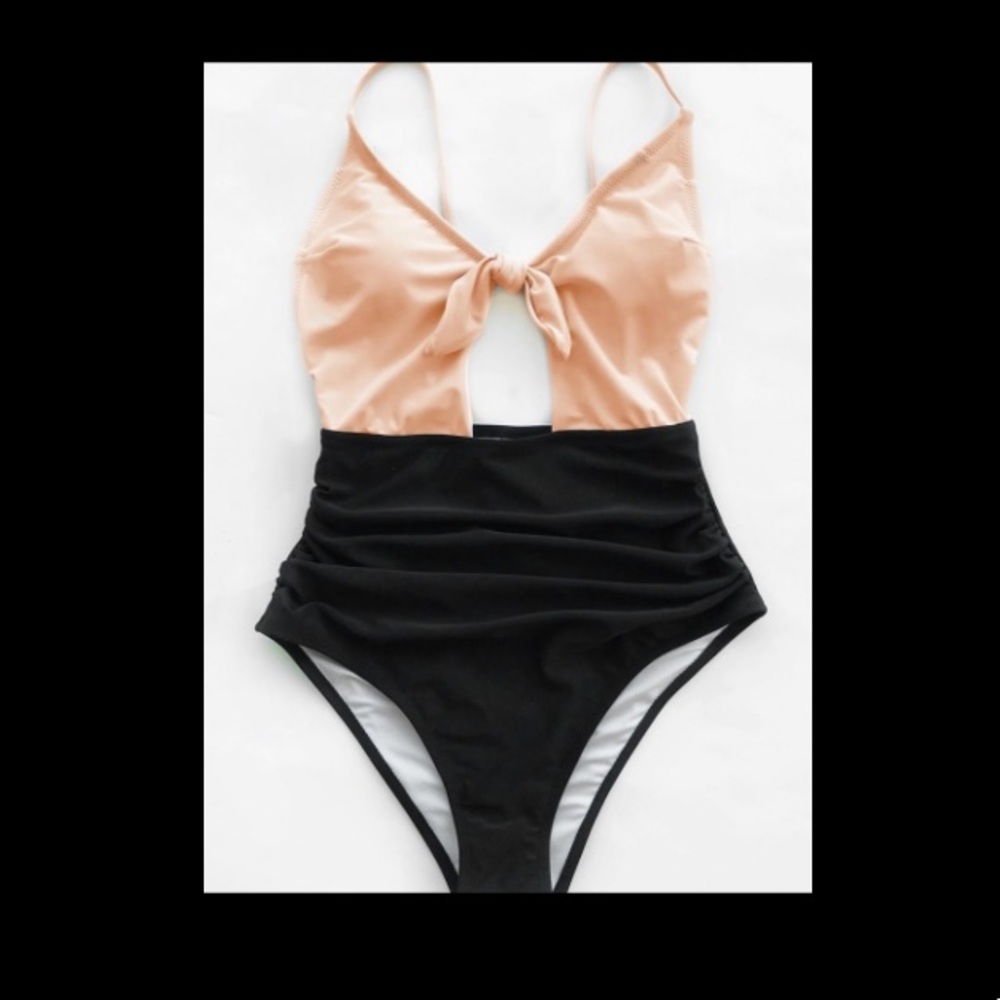 Bow knot one piece swimsuit